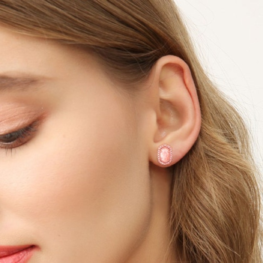 🆕 Alicia Bonnie Los Angeles “Destiny” Rose Gold Stud Earrings w/Box & Dust Bag